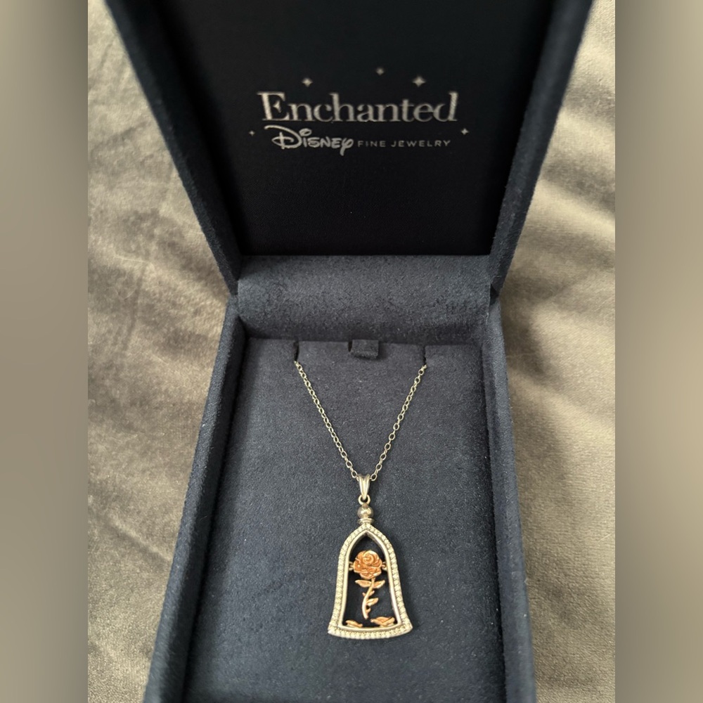 Disney Enchanted Gold Rose Necklace